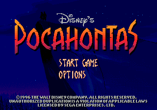 Pocahontas (USA) Title Screen